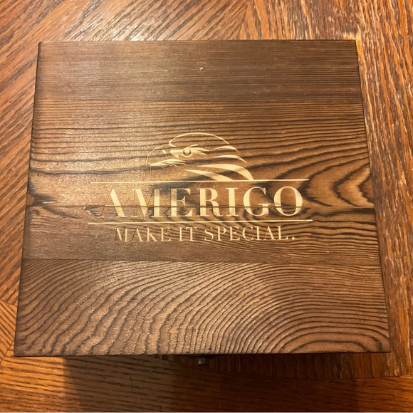 🥃Amerigo “Make It Special” Whiskey Glasses & Stone Ice Cubes Wooden Box Set! - Picture 9 of 14
